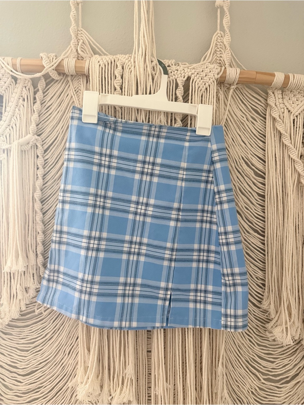 Brandy Melville Blue Plaid Mini Skirt